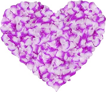IXIGER 1000 Pcs Aritificial Rose Petals for Weddings,Non-Woven Rose Petals for Wedding Propose Romantic Party Event DecorationPurple and White