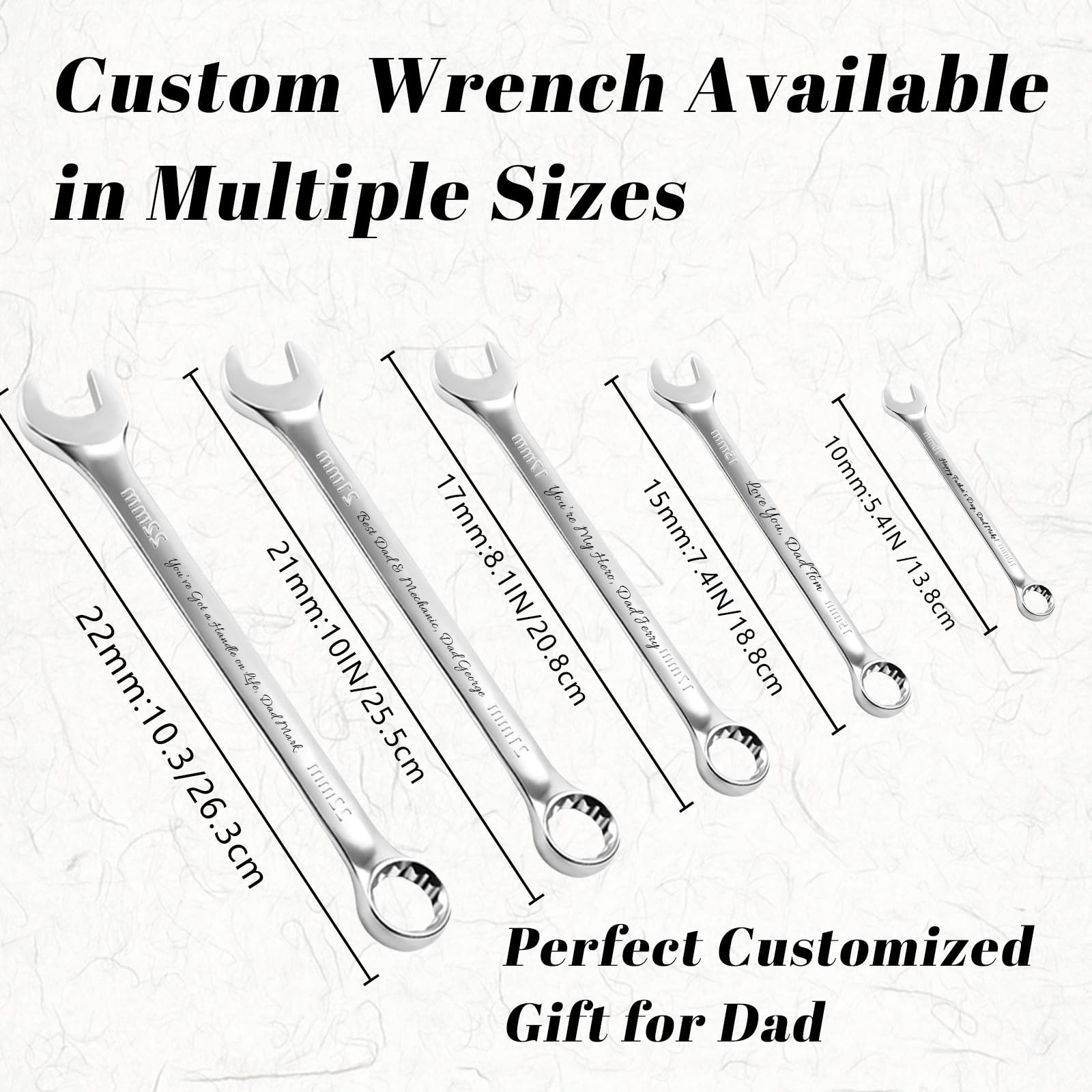 Custom Wrench with Engraved Text, Custom Steel Keys Best Gift for Dad Artisan Gifts Ratcheting Combination Wrench Home Garage Tools Gift — view 2