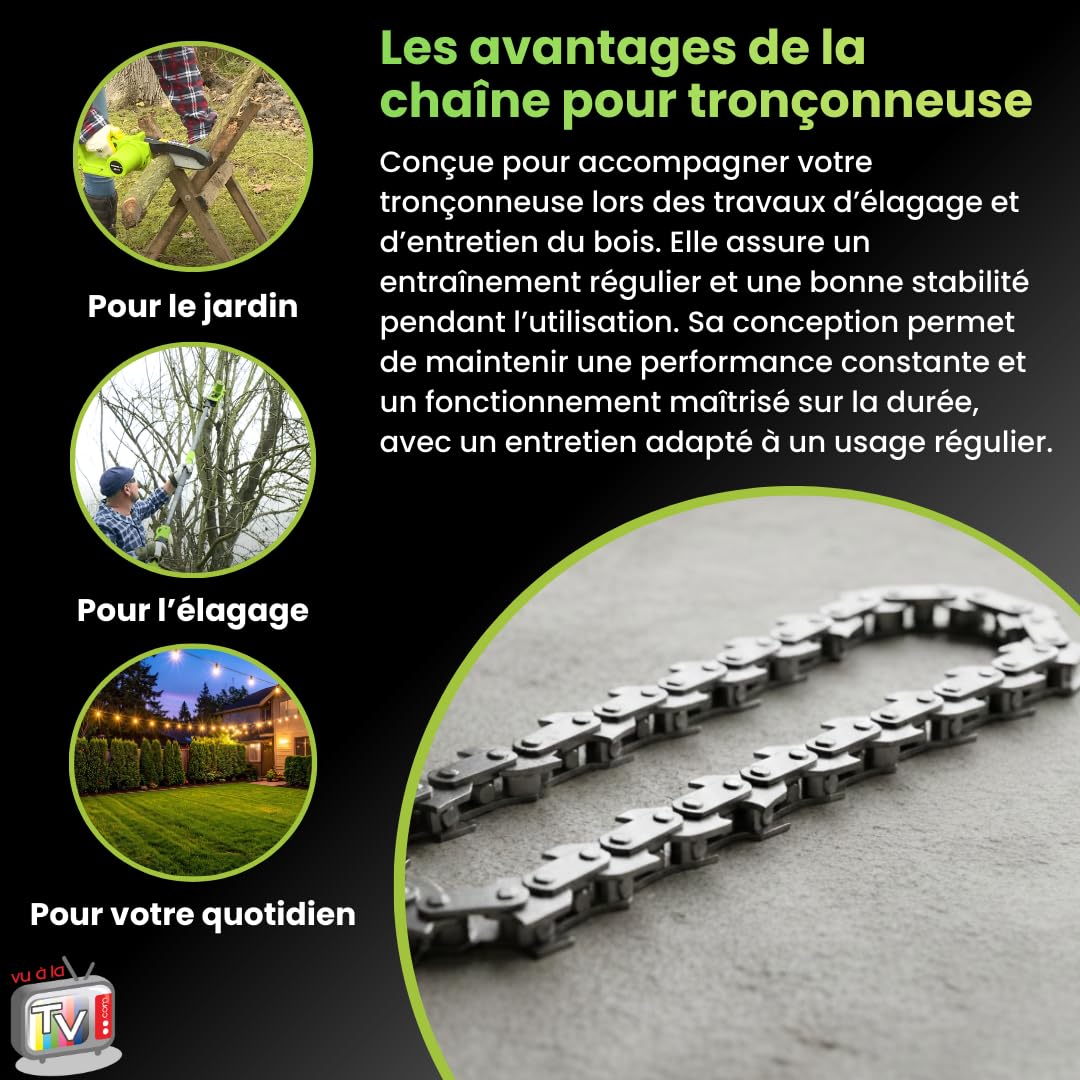 VENTEO - Chaine tronconneuse x2 | Huile Chaine Tronçonneuse Compatible | Accessoire Coupe Bois Professionnel | Remplacement Elagage Entretien Mécanique | Usage Jardin Bricolage avec Précision