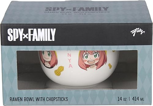 Miniatura 5 de Spy x Family Anime Manga Many Faces Of Anya Ramen Bowl con cuenco de sopa, juego de palillos de bambú