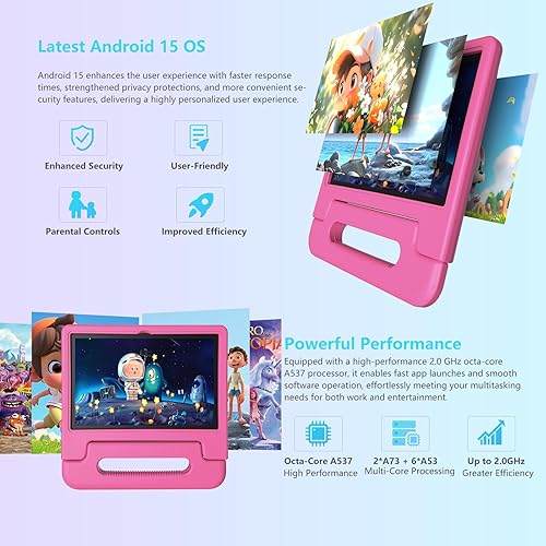 Miniatura 4 de NRKDUBQ 2025 Última Tablet de 10.1 Pulgadas para Niños Android 15 con Estuche Protector EVA Tablets para Niños con 8GB RAM 64GB Almacenamiento