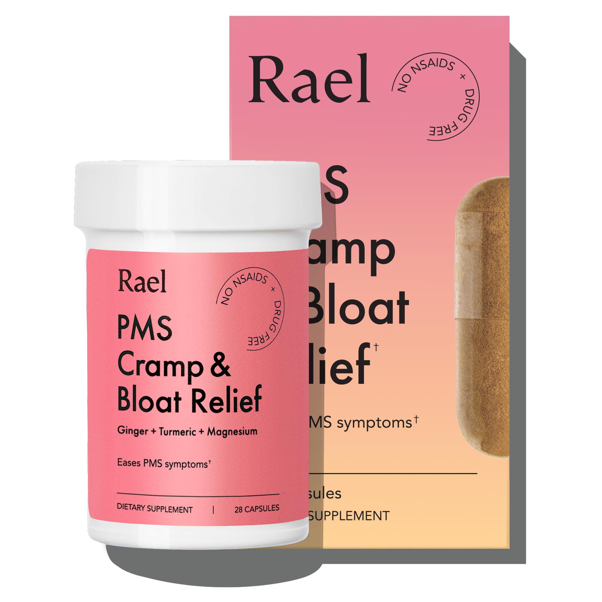 Amazon.com: Rael PMS Supplement, Hormone Balance for Women, Relief from Menstrual  Cramps with Turmeric, Ginger, Magnesium (28 Capsules) : Health & Household