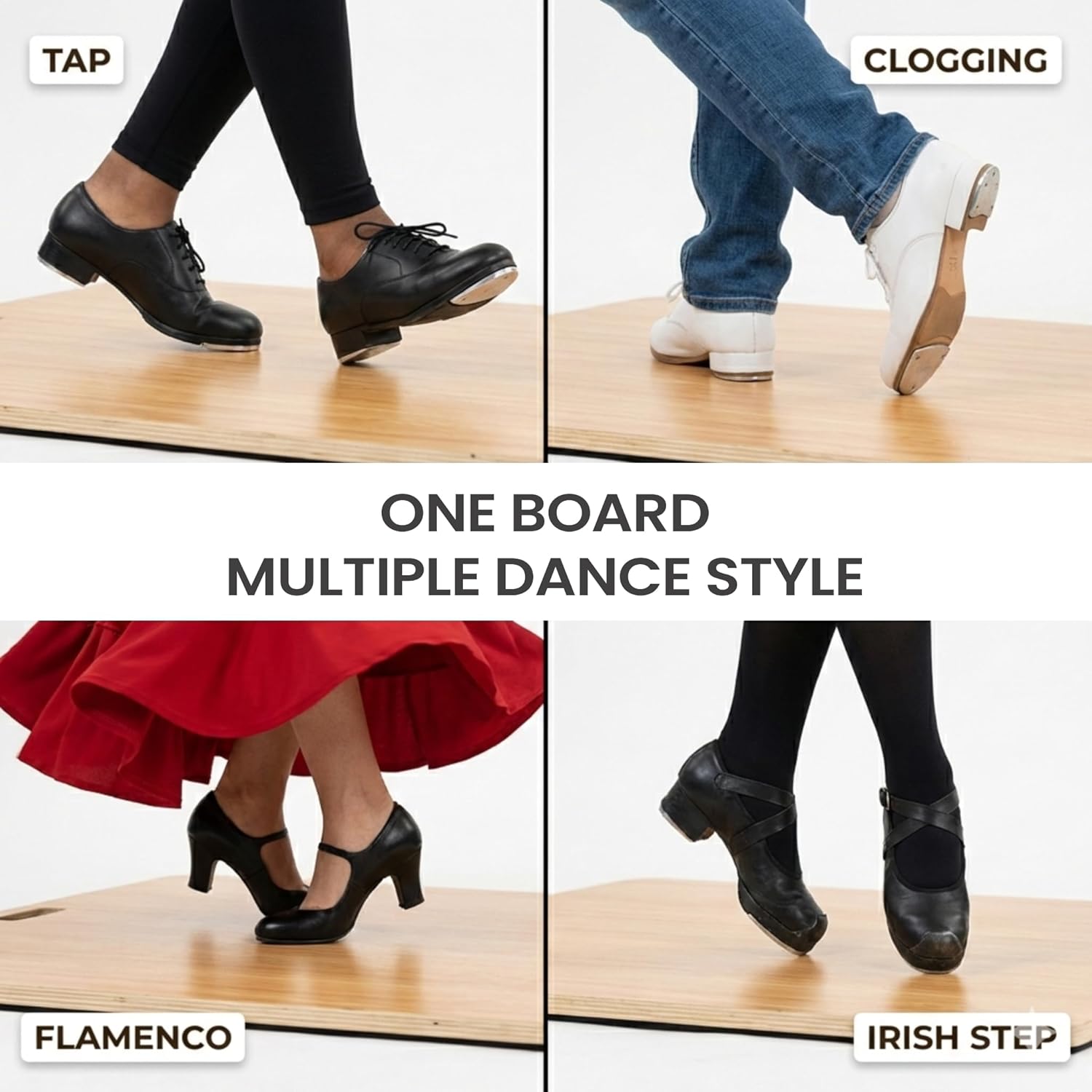 Portable Tap Dance Board for Home Practice Extra Large Tap Dancing Practice Floor for Tap Irish Step Flamenco Clogging Comes with Anti-Slip Base Waterproof Top Built-In Carry Handle Size 47” x 31.5”