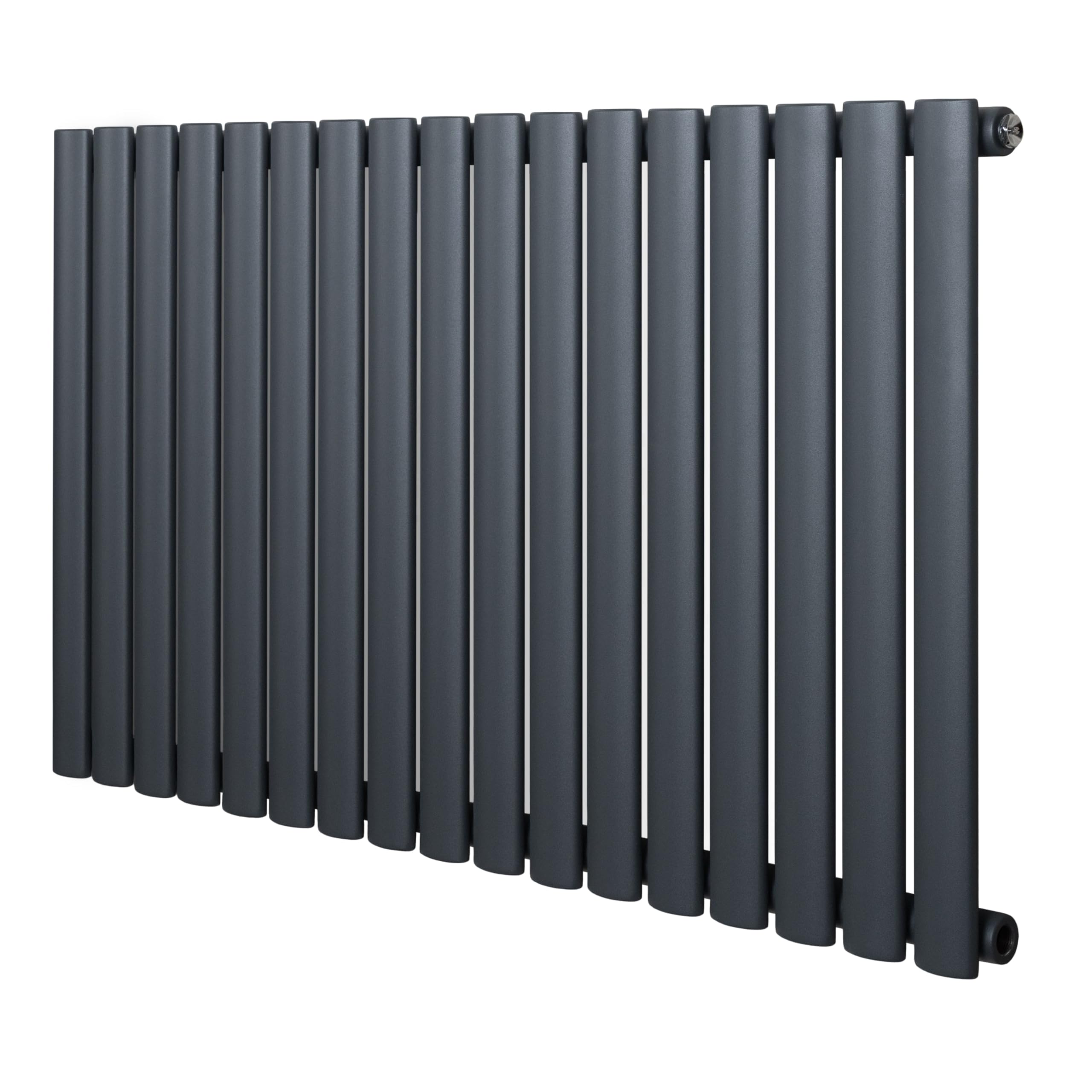 Radiatore Ovale a Colonna Singola 600 x 1020 mm Orizzontale Design Moderno Acciaio al Carbonio Riscaldamento Centrale Antracite con Kit Fissaggio e Spazzola