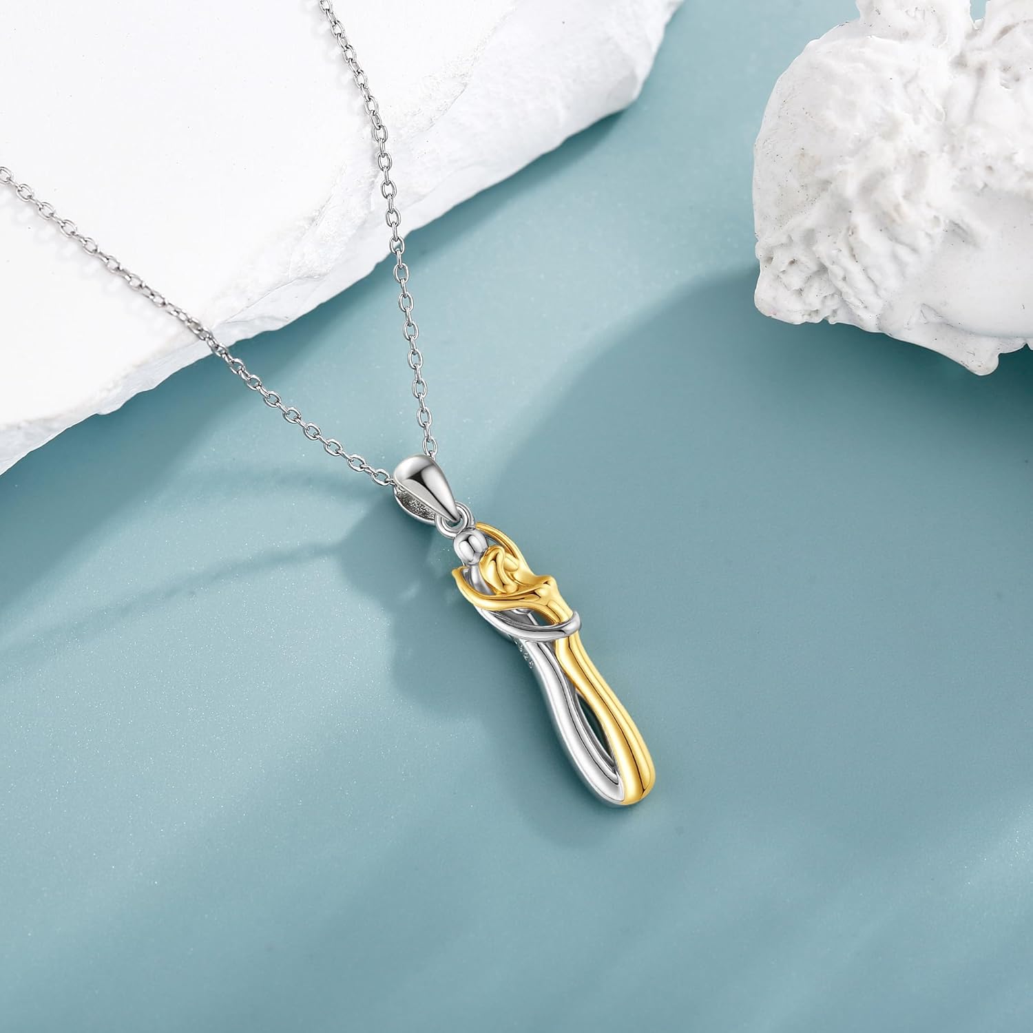 Hug Couple Necklace S925 Sterling Silver Hugging Necklace for Him and Her Hug Jewelry Gifts for Women - Image 4