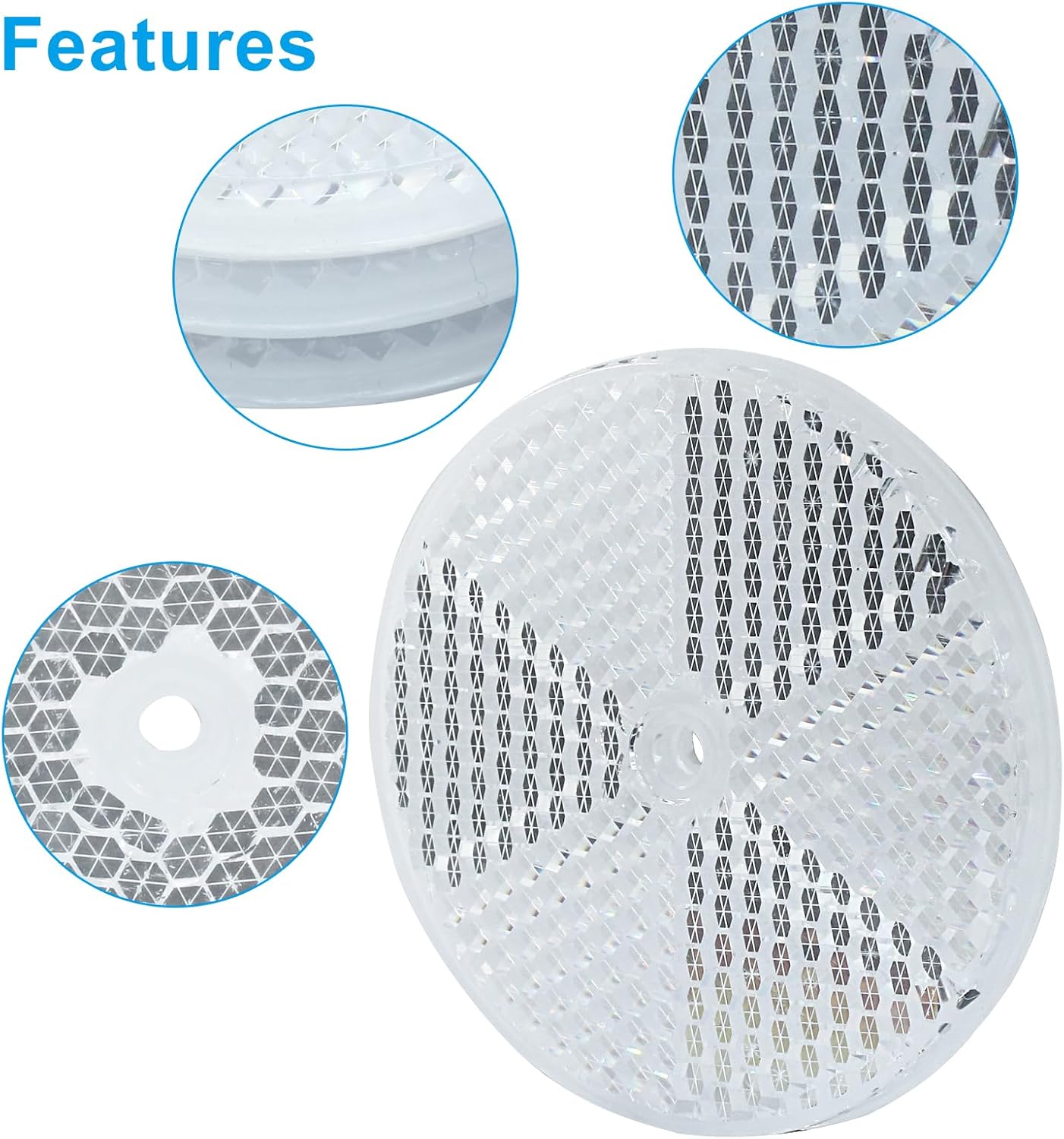 12 Pack White Round Reflector, Front Reflector with Mounting Screw, Safety Reflectors for Driveway, Trailer, Posts
