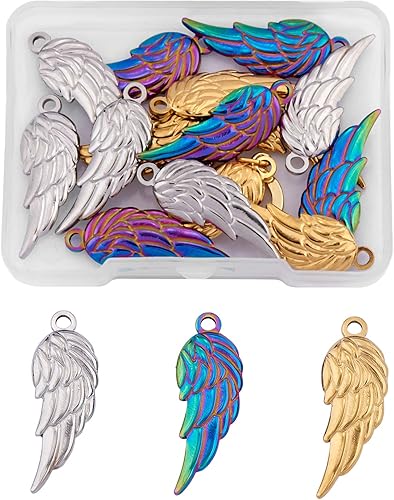 Miniatura 1 de COGCHARGER Colgante de seta de acero inoxidable 304 con dije de metal con forma de hongo de color mixto para joyería, collares, aretes, manualidades