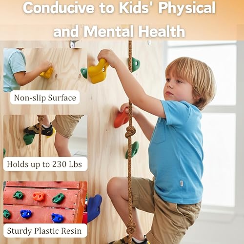 Miniatura 6 de ZENFUN Paquete de 25 soportes para escalada en roca para niños y adultos, kit de escalada en pared para interiores y exteriores, agarres de pared