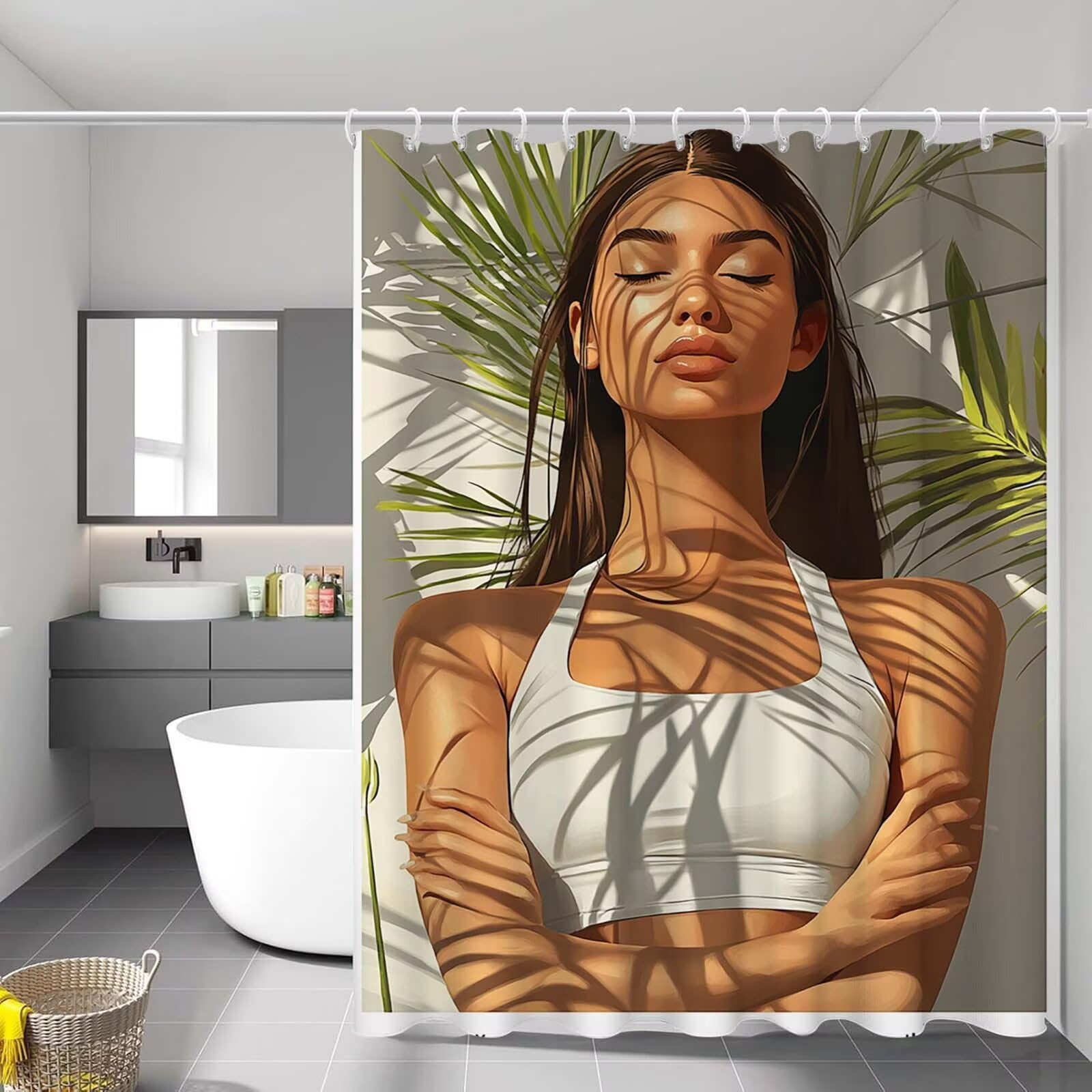 Rideau de douche 90x180 cm en tissu polyester imperméable