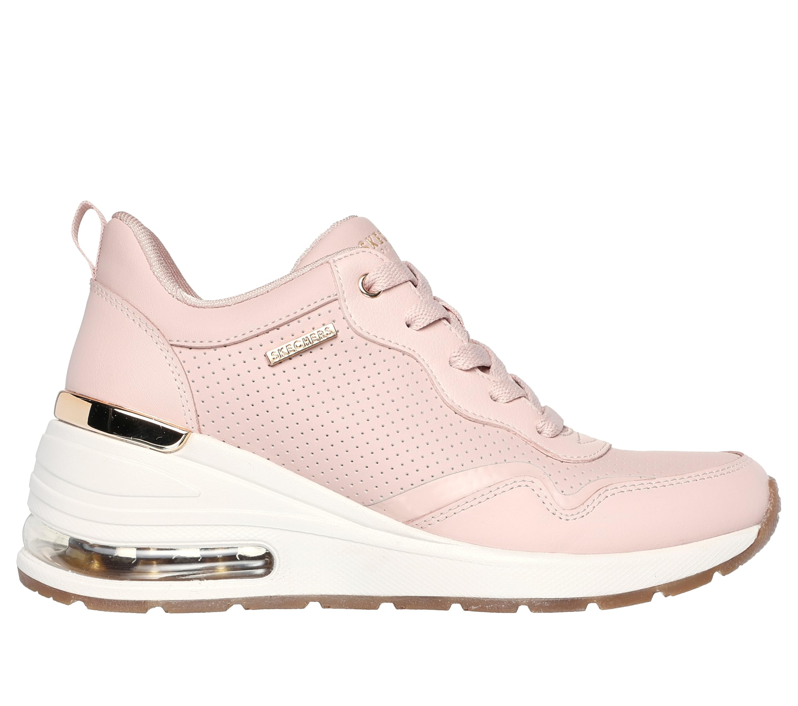 Skechers Women's Million Air Hotter Air Sneaker, Blush Duraleather/Leather Trim, 8 UK