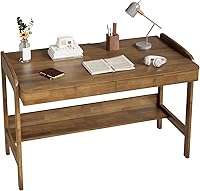 Vista 1 de Escritorio 100% de madera maciza con cajones, escritorio moderno de mediados de siglo de 48 pulgadas, escritorios vintage con estante