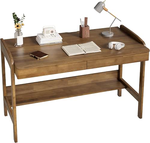 100% Solid Wood Desk with Drawers - 48 Inch Mid