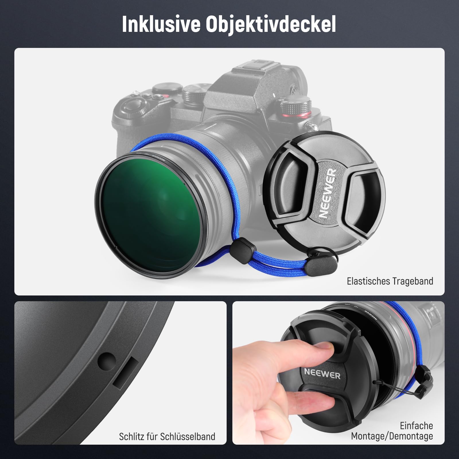 NEEWER 67mm CPL Filter mit Objektivdeckel, mehrfach beständiger, nanobeschichteter Zirkularer Polarisationsfilter mit optischem HD Glas für Kameraobjektive, Polfilter reduziert Reflexionen Blendung