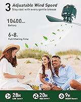 Vista 4 de DUKUSEEK Tent Ceiling Fans for Camping, 10400mAH Large Capacity Portable Hanging Tent Fans with Light and Remote Control, USB Battery Operated army