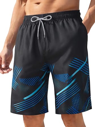 zeetoo Mens Swim Trunks Quick Dry Swimwear with Pockets 9 in Inseam