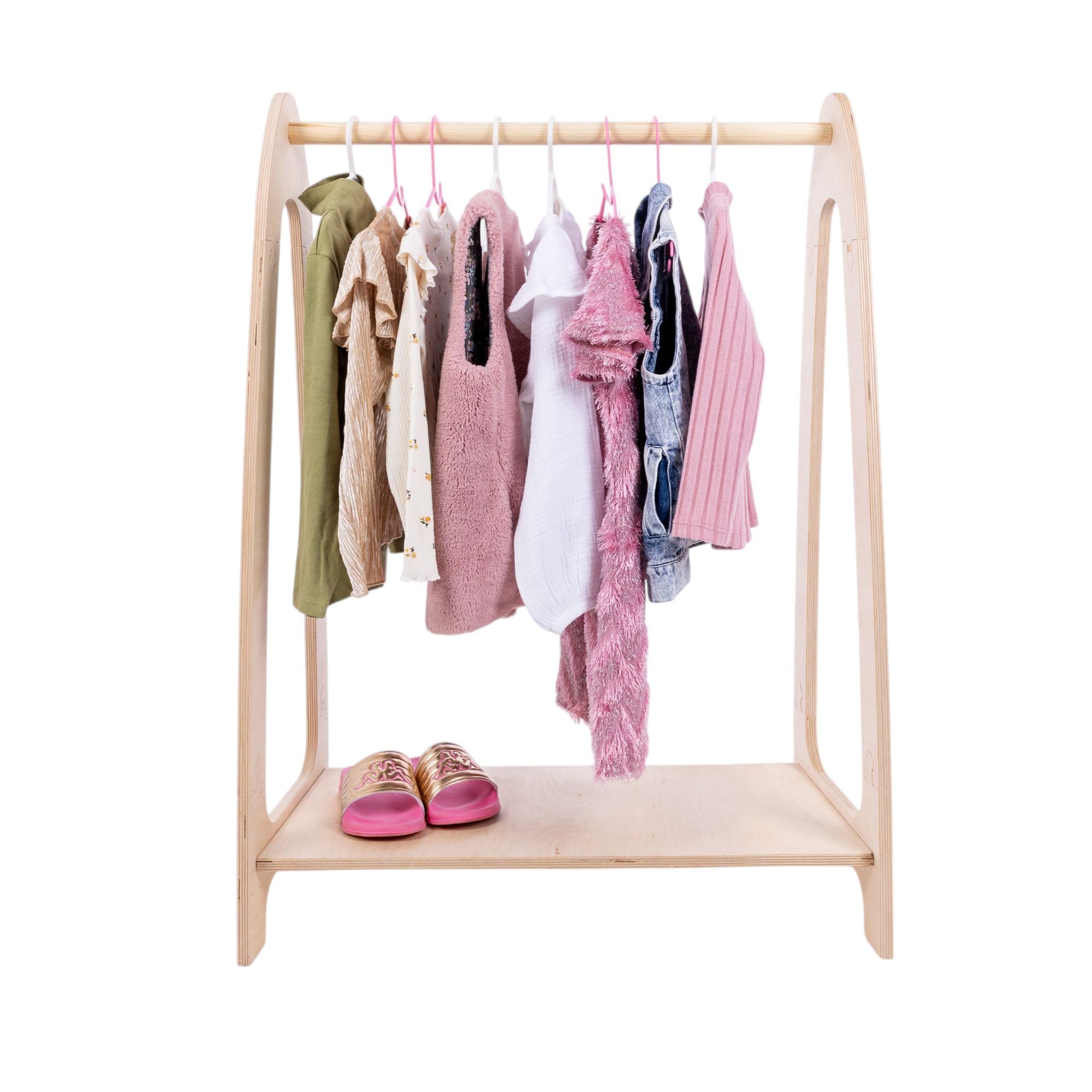 MEOWBABY Perchero Infantil de Pie - Burro Ropa de Niños, Perchero Burro Infantil Interior, Madera, Natural - S