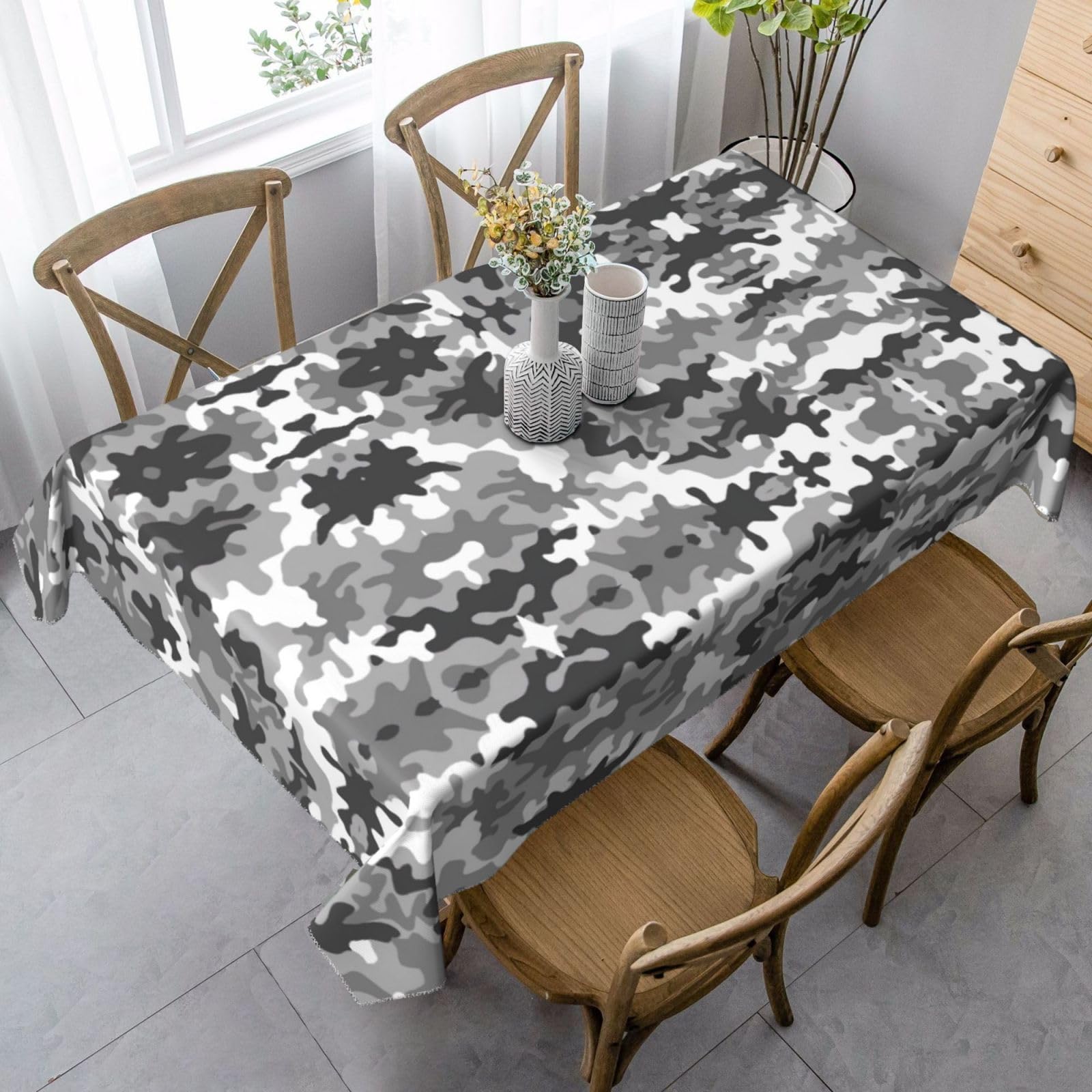 Nappe rectangulaire camouflage numérique pour table de salle à manger et cuisine festive