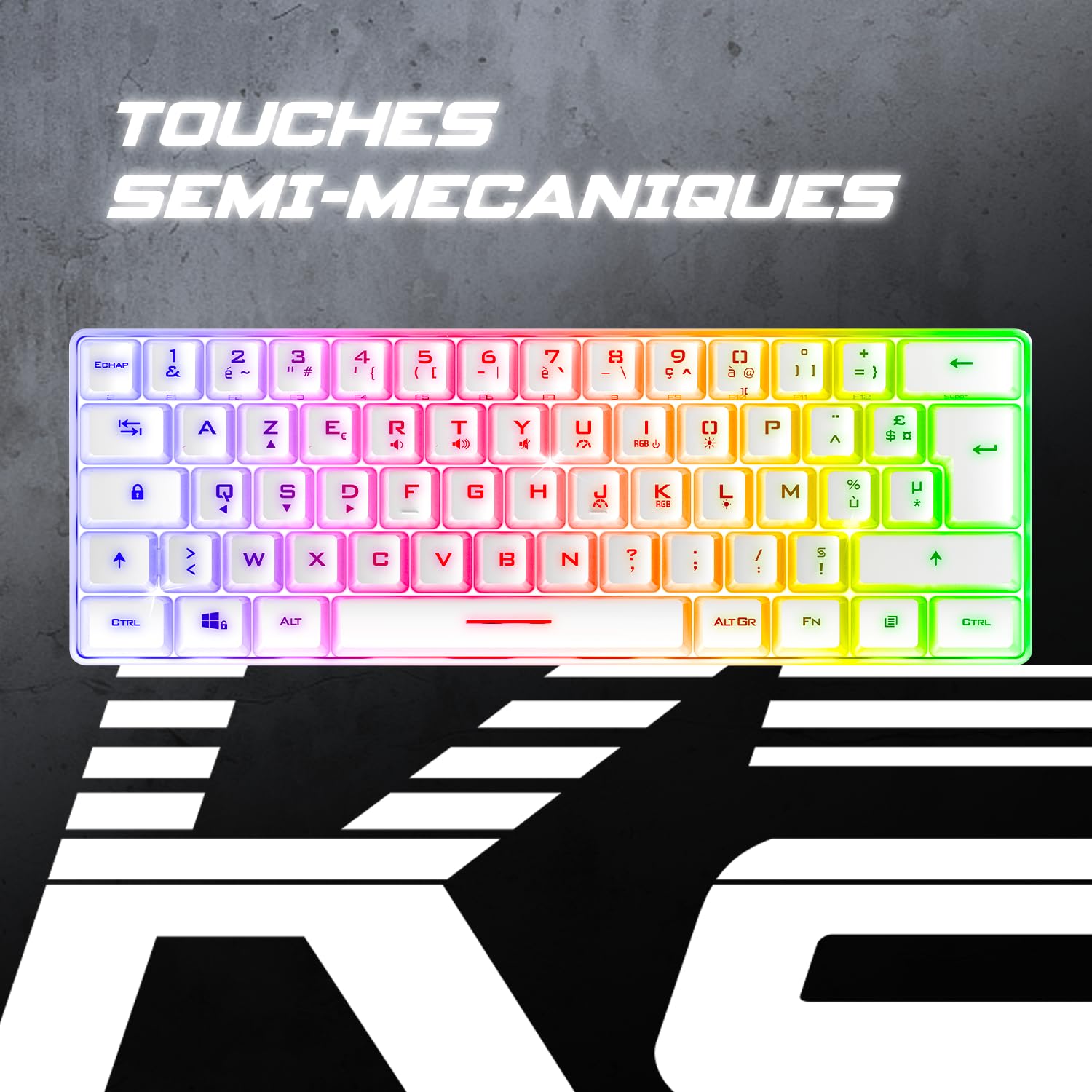 Spirit Of Gamer, Pack Clavier Souris Gamer Filaire RGB + Casque, Clavier Semi-Mecanique, Format Compact TKL 60%, Souris 12800 DPI avec 8 Boutons Programmables, Casque Gaming avec Micro Son Stéréo 2.0