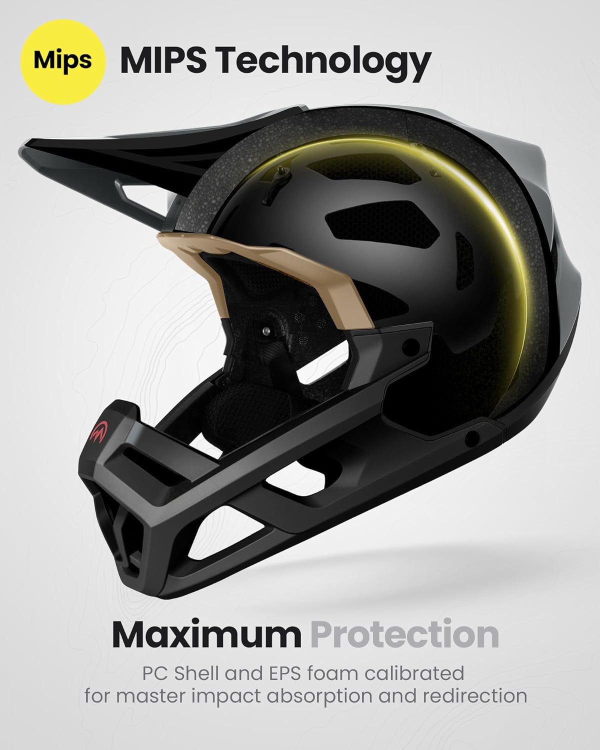 OutdoorMaster MIPS Full Face Mountain Bike Helmet for Men & Women - Two Removable Chin Pad, Ventilation Lightweight - Racing Downhill DH BMX MTB Helmet