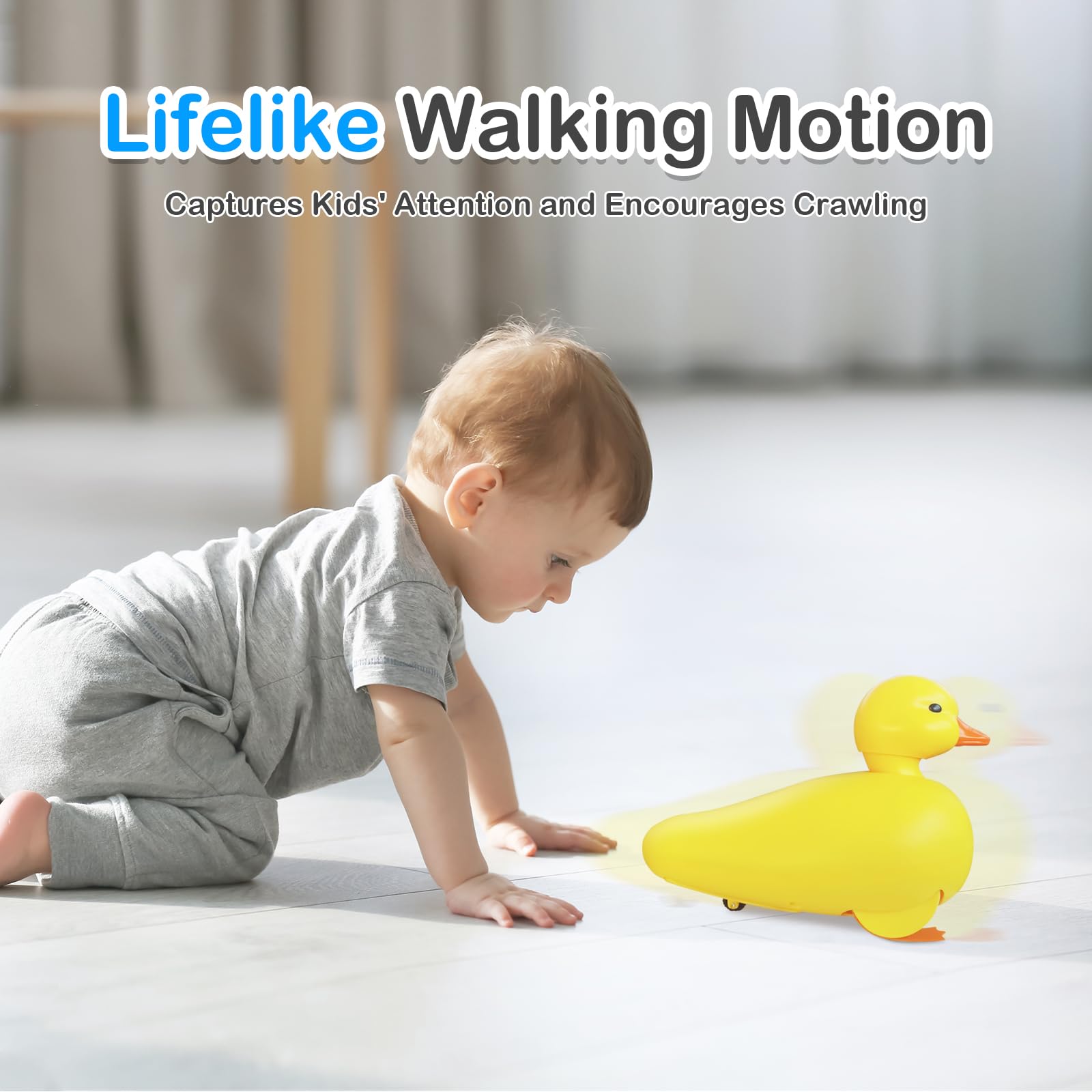 Juguetes de bañera y piscina de pato - Pato realista para caminar | Juguetes de baño impermeables para bebés, regalo para niños y niñas pequeños 4