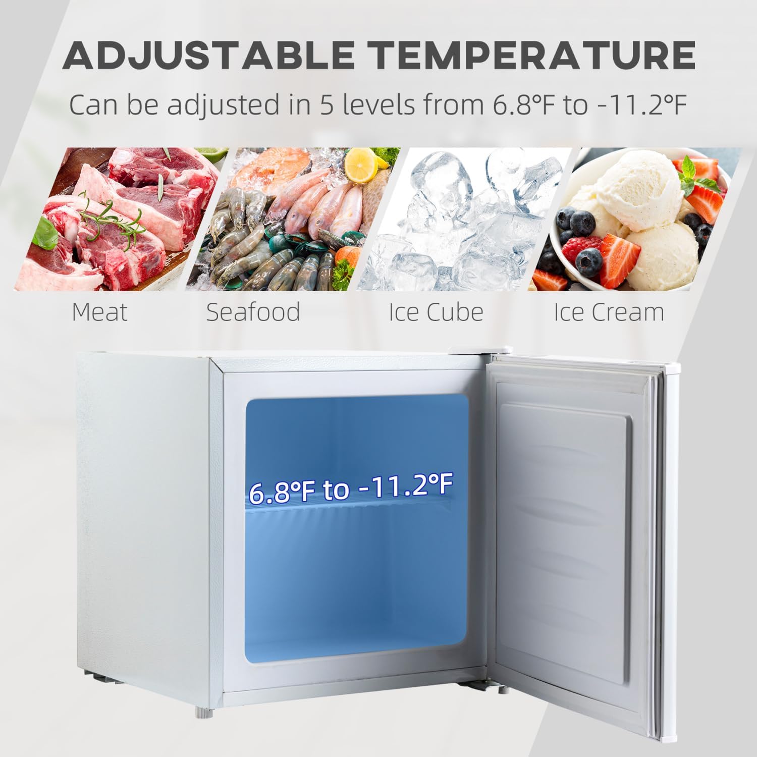 Mini Freezer - 1.1 Cu.Ft Compact Upright Freezer for Home, Dorm, and Office, White