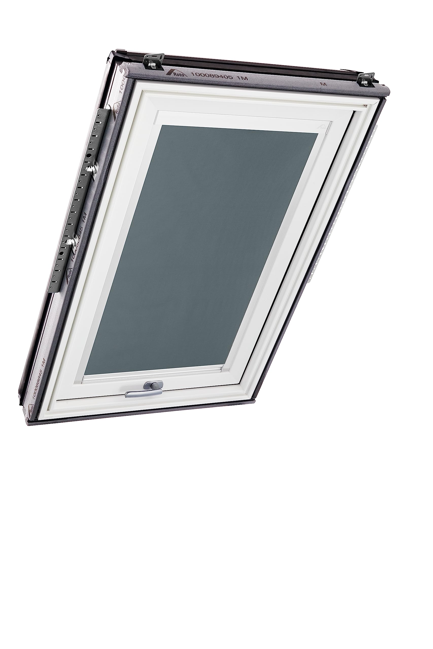 Store d'obscurcissement Roto ZRV Originale - Occultation Presque totale - Rail de Guidage Blanc - Pour la Série Designo R6/R8 i8 et Classic 64/84 - Taille 074/098 | 07/09 - Couleur du tissu Gris Foncé