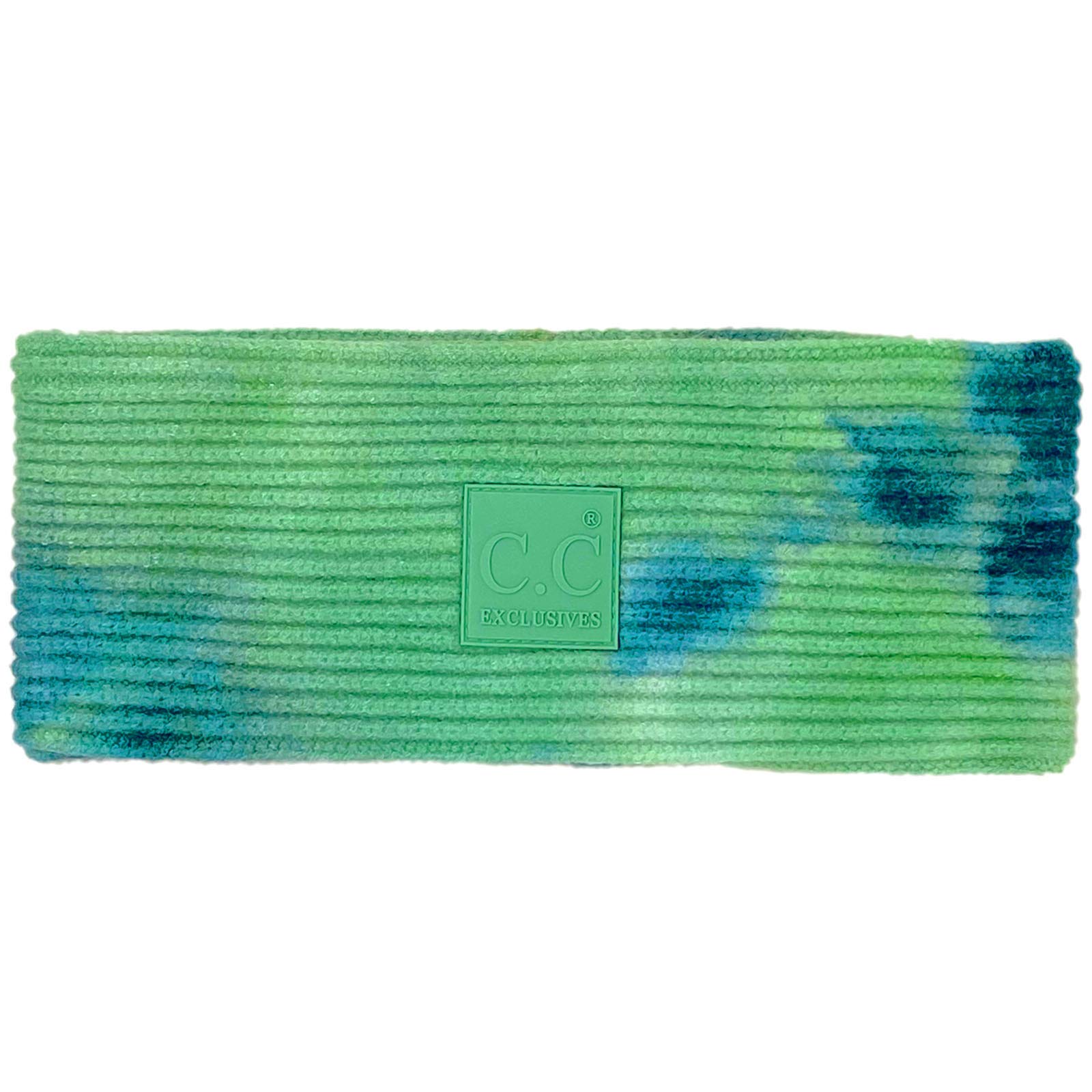 Winter CC Confetti Warm Fuzzy Fleece Lined Thick Knit Headband Headwrap Hat Cap (2ply Tie Dye Deep Teal/Sea Green)