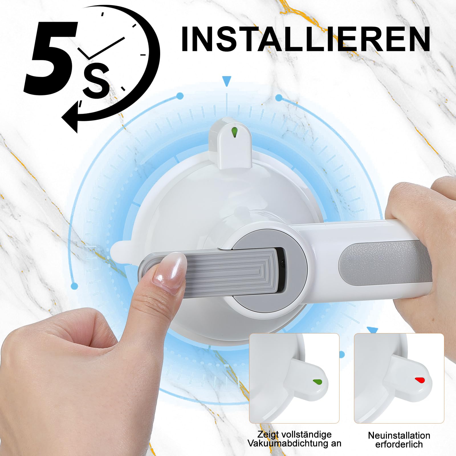 Haltegriff mit Saugnapf, MAX 200KG Haltegriff Dusche & Badewanne ohne Bohren, Haltegriffe für Senioren, Sauggriff mit Rutschfester Teppich für Senioren Mobilitätseinschränkungen Badezimmer WC Treppen
