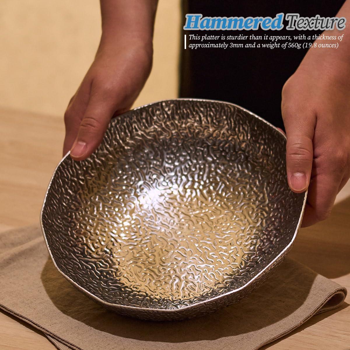 WAGENSTEIGER Plato multifuncional de acero inoxidable, sartenes para bufé y catering, cuenco de frutas y dulces, cuenco de cocina para ramen, sartén Sukiyaki de 3 capas con núcleo de aluminio (8.66
