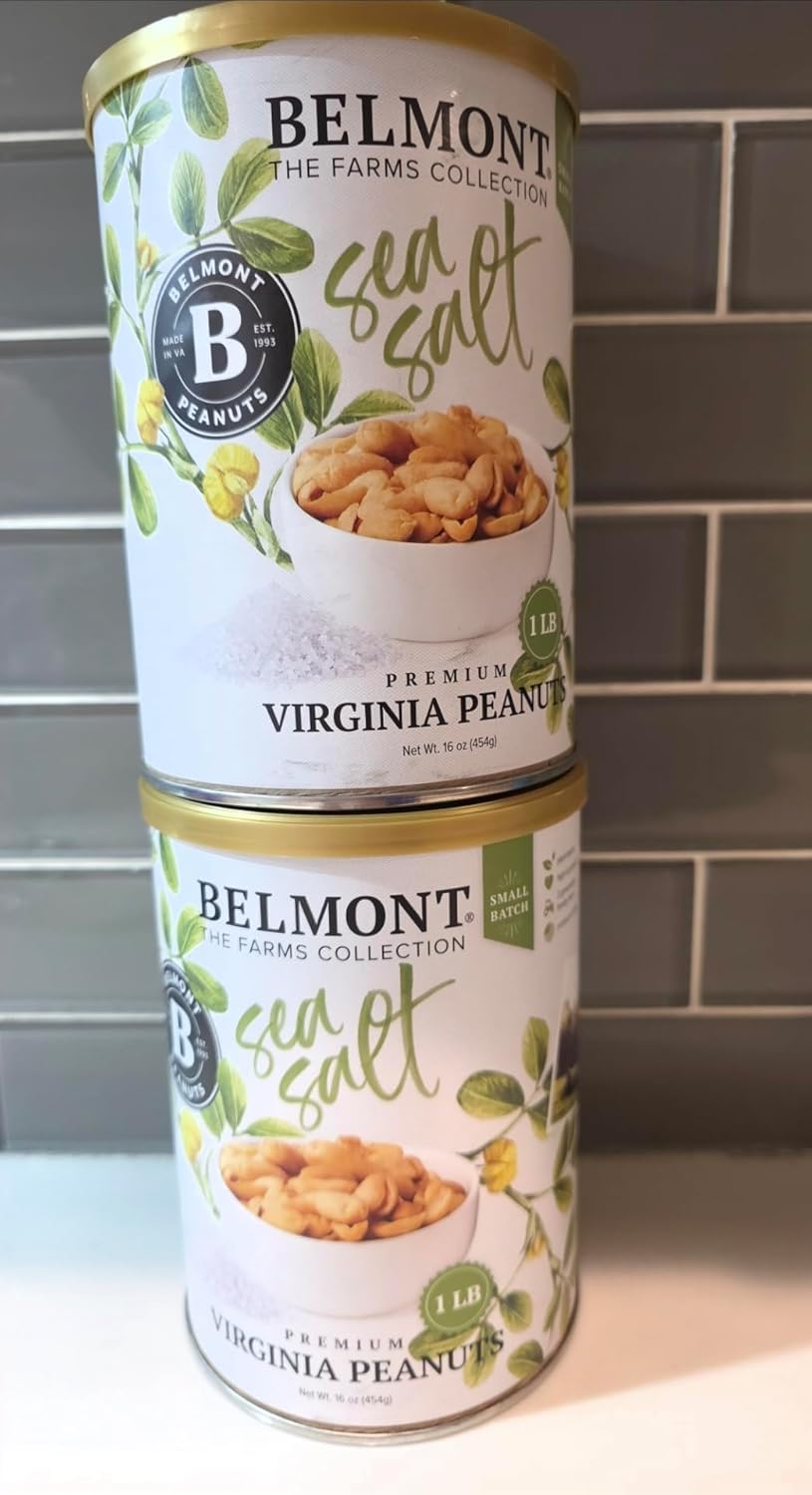 Belmont The Farms Collection Sea Salt Premium Virginia Peanuts, 16 oz, 2 PackMade from Virginia peanuts. Roasted in small batches for a crisp and satisfying crunch. Contains only three ingredients: peanuts, canola oil, and sea salt. Gluten-free and made with no preservatives or artificial flavors.