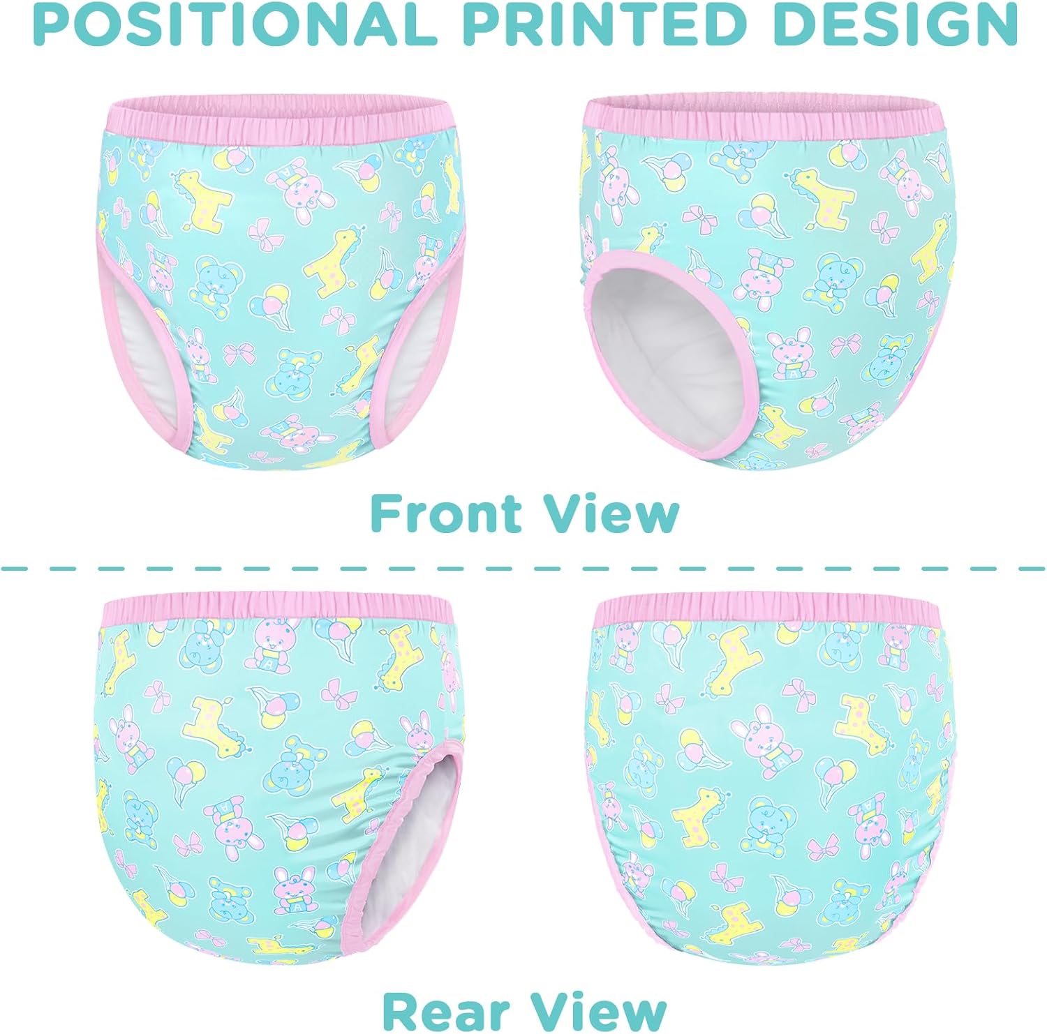 Littleforbig Soft Silky Underwear Comfortable Washable Reusable Adult Training Pants - Full Print Baby Parade S - Image 6