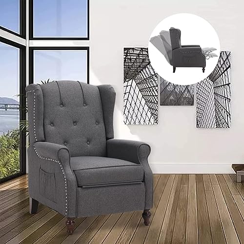 Miniatura 40 de Wingback - Silla reclinable con respaldo a presión y calor y masaje, sofá individual copetudo para el hogar, sala de estar, oficina, dormitorio