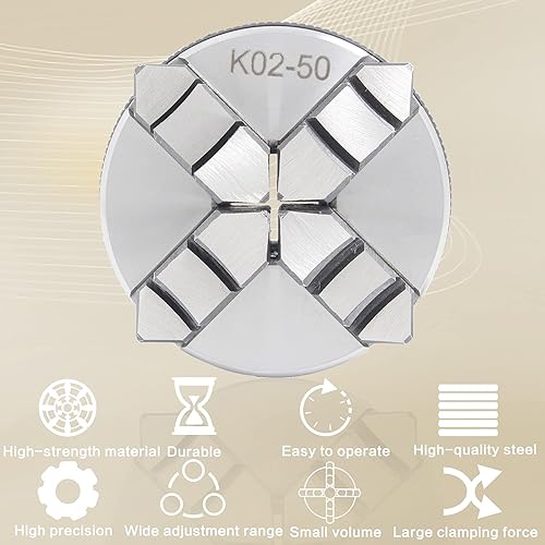 Miniatura 4 de RATTMMOTOR K02-50mm1.97inch Mini Torno Chuck 4 Mandíbula Mandril autocentrante M14 Montaje de rosca Portabrocas para fresadora CNC Router Grabador