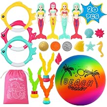 20Pcs Diving Pool Toys for Kids Age 3-12 Set with Storage Bag,Pool Games Summer Swim Water Sinking Mermaid Toys Outdoor Cool Girl Boy Stuff Fun Summer Gift