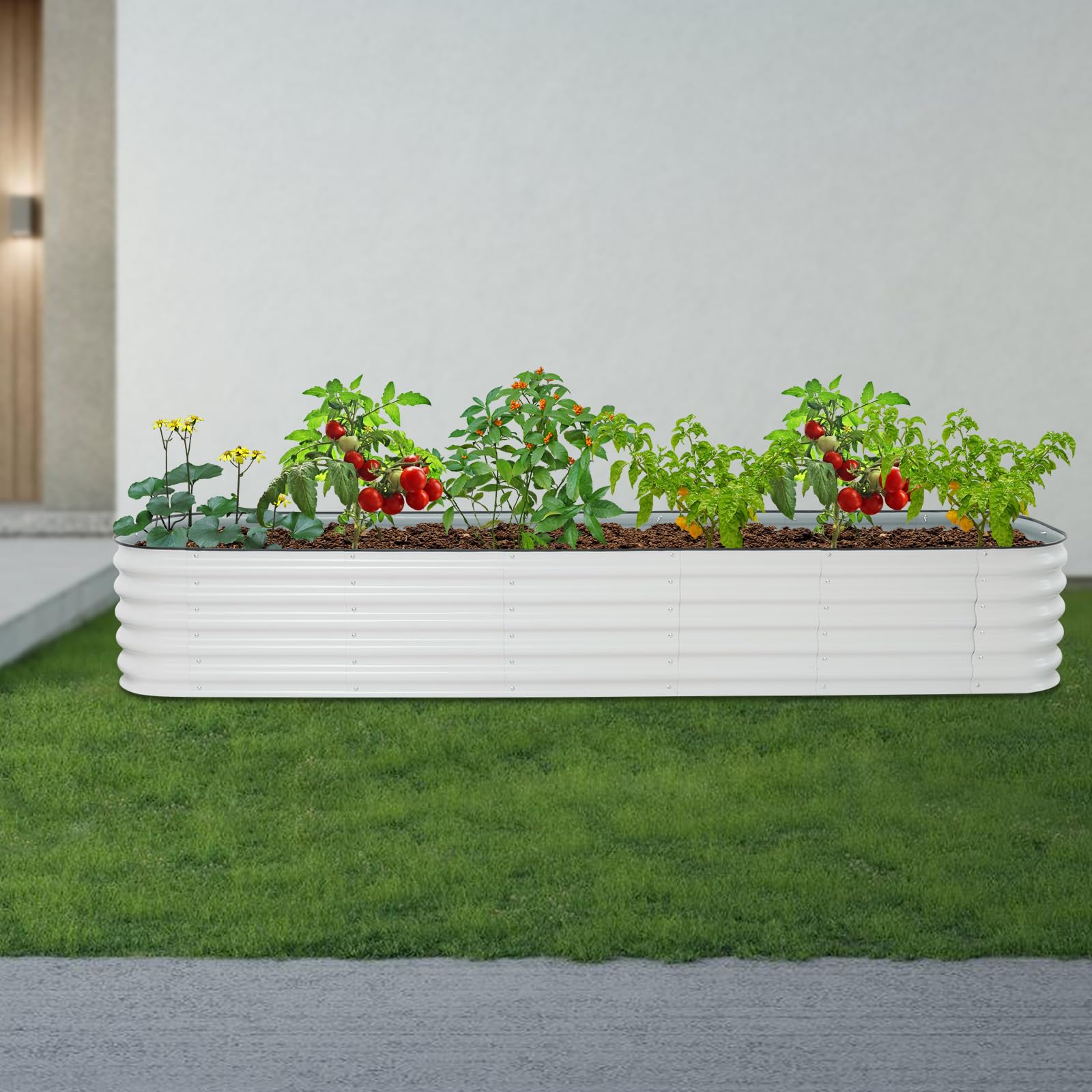 Jardinera de metal, 285 x 60 x 43 cm, kit de construcción para verduras, hierbas, flores, cama de flores, jardinera para balcón, jardín, incluye accesorios de montaje