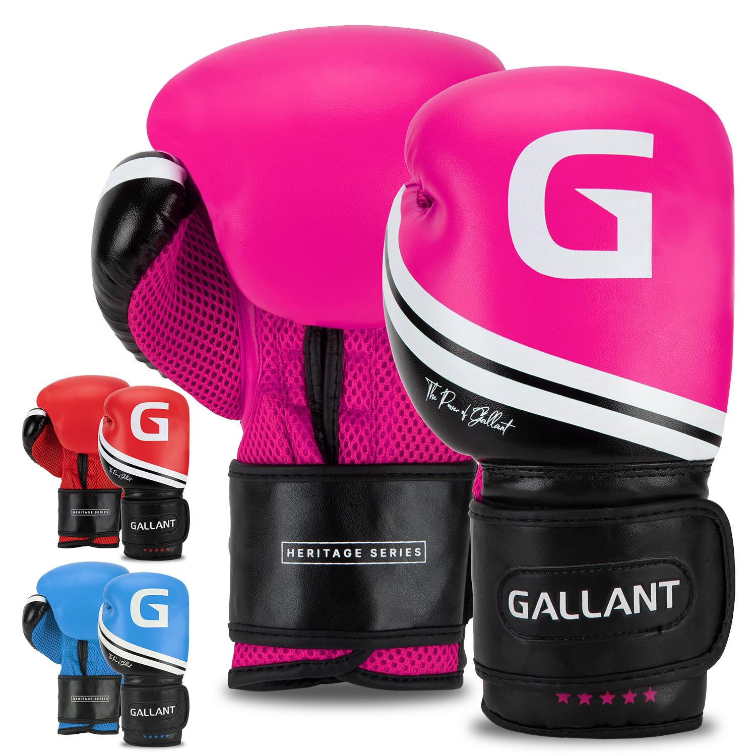 Gallant Boxing Gloves - Kickboxing Gloves Mitts for Pro Training Workout Heavy Punching Bag Muay Thai and MMA Sparring - IMP Padding, Ventilated Palm Heritage Series - Men Women (6 8 10 12 14 16 OZ)