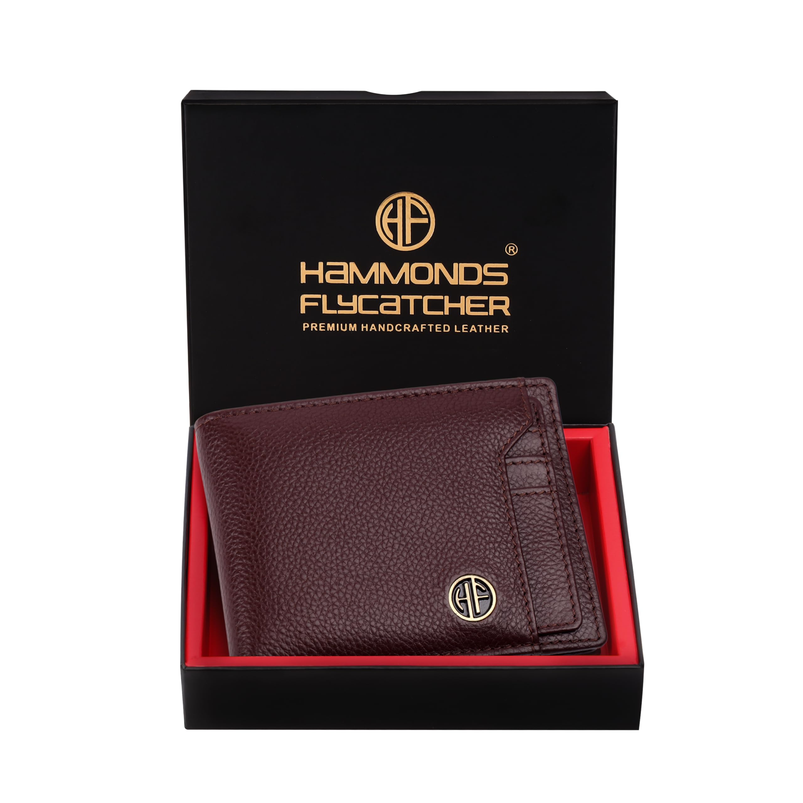 HAMMONDS FLYCATCHER Wallet for Men Leather Original, Mens Wallet, Leather Wallets for Men Stylish, Bi-Fold Wallets for Man, 6 Card Slots, Easy Access Card Slots, Coin Pocket, Mens Gift - Redwood Brown