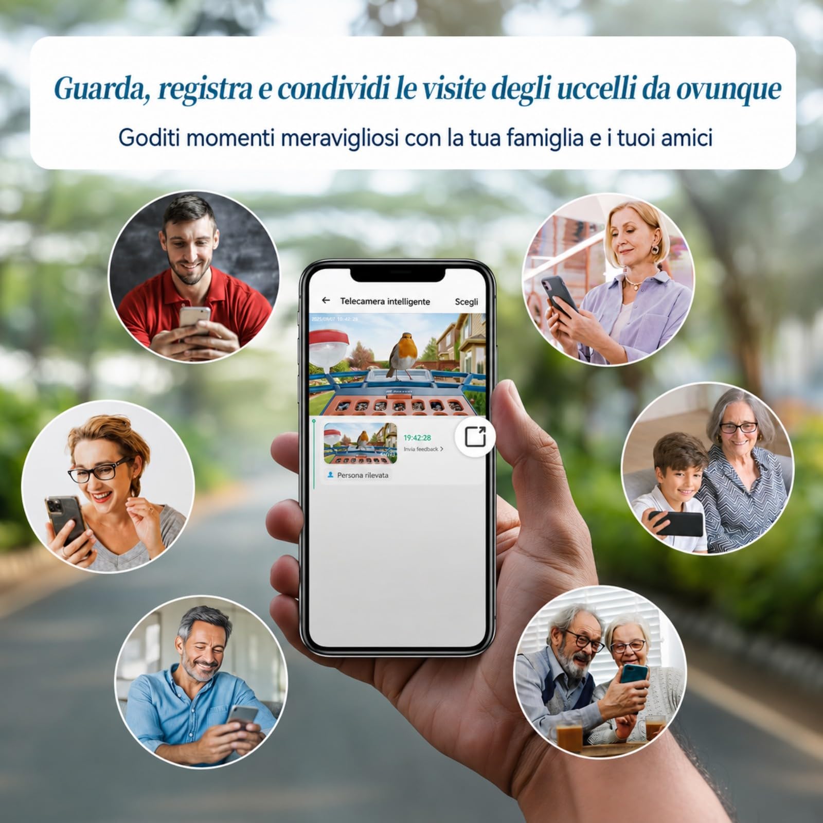Mangiatoia per Uccelli con Videocamera, Cattura Foto/Video di Uccelli Auto, 2K HD AI Identify Birds, 2.4GHz/5GHz, Regalo per Amanti Degli Uccelli