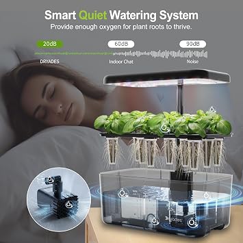 Hydroponics Growing System Kit 8 Pods with 24W LED Full Spectrum Grow Light, Indoor Garden with Water Shortage Remind, Plant Gardening Tools for Home Kitchen School, Gifts for Women Men