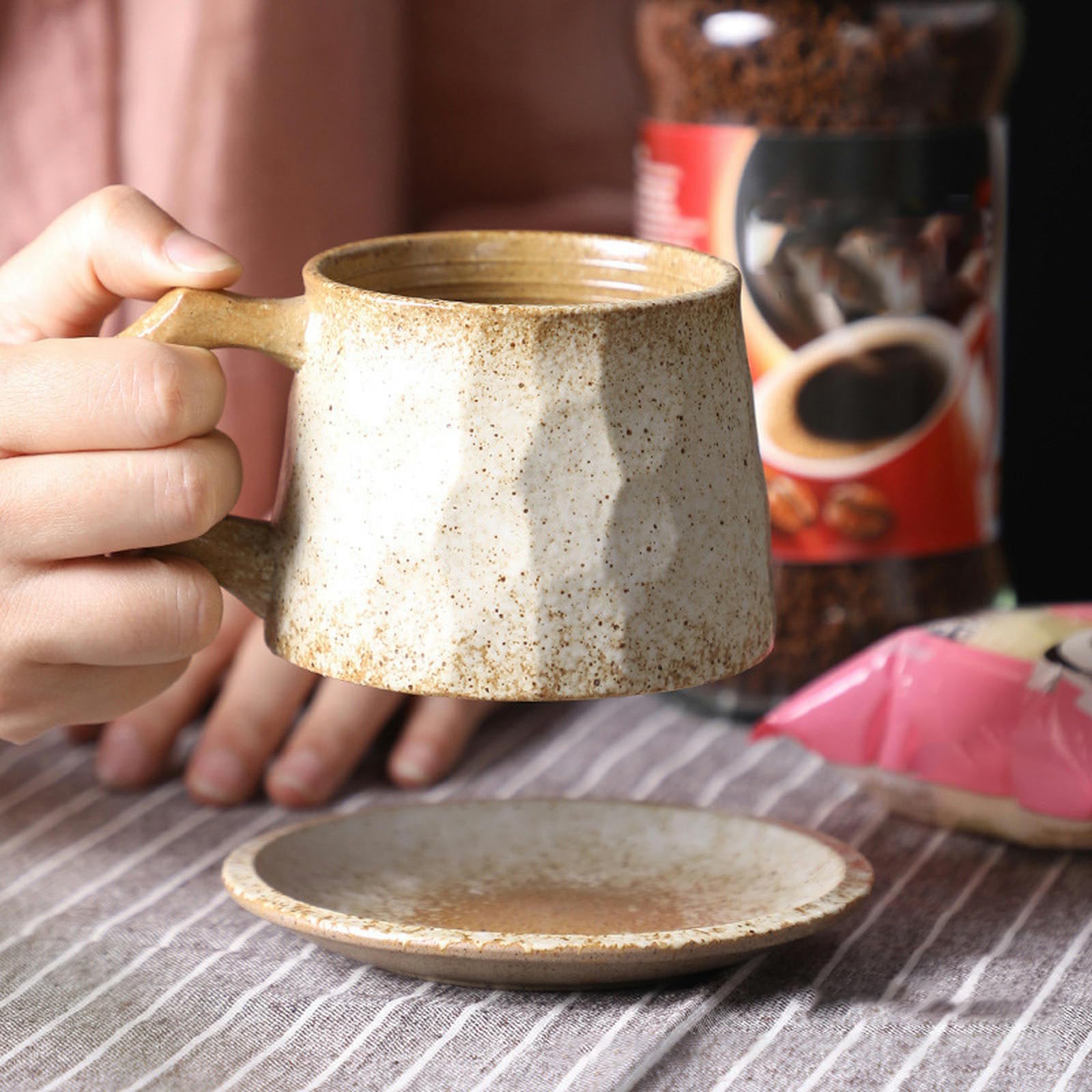 Amazon.com: 300-400ml Japanese Retro Ceramic Coffee Cup And Dish