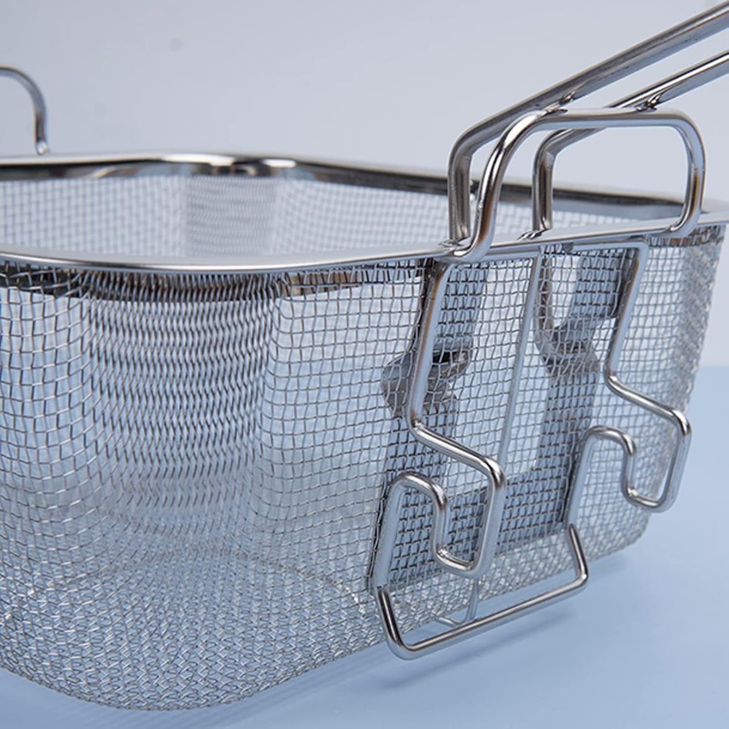 Cesta para patatas fritas Cesta para patatas fritas Cesta for freír de acero inoxidable con mango plegable, cesta cuadrada for patatas fritas, filtro de alimentos fritos for patatas fritas, Nugge de p