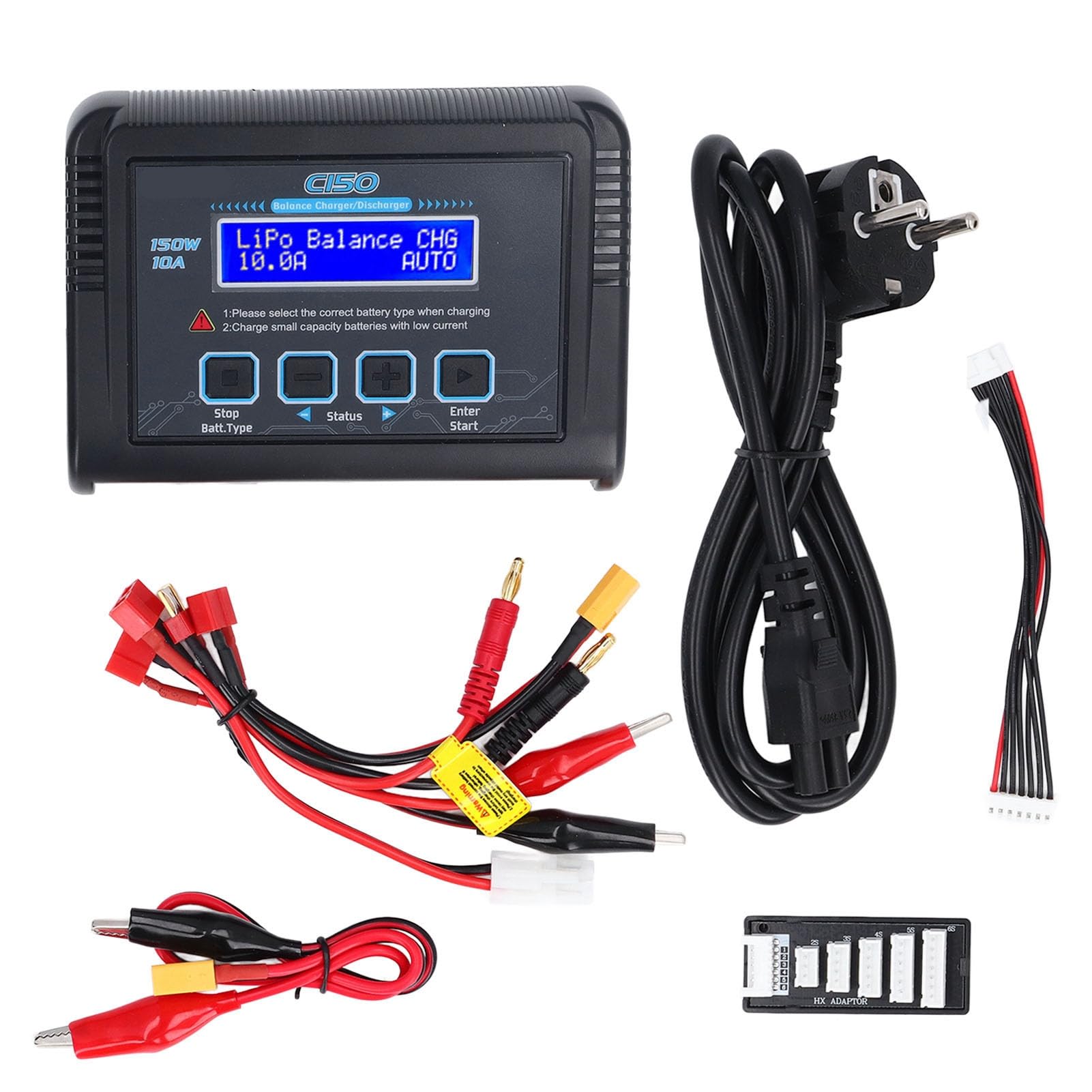 CHICIRIS Ładowarka do Akumulatorów LiPo, 150 W, 10 A AC/DC, ładowarka z funkcją Balansu i Miernikiem do Przechowywania Danych, Akumulatorów LiPo LiHV LiFe Li-ion NiMH NiCd (wtyczka UE)