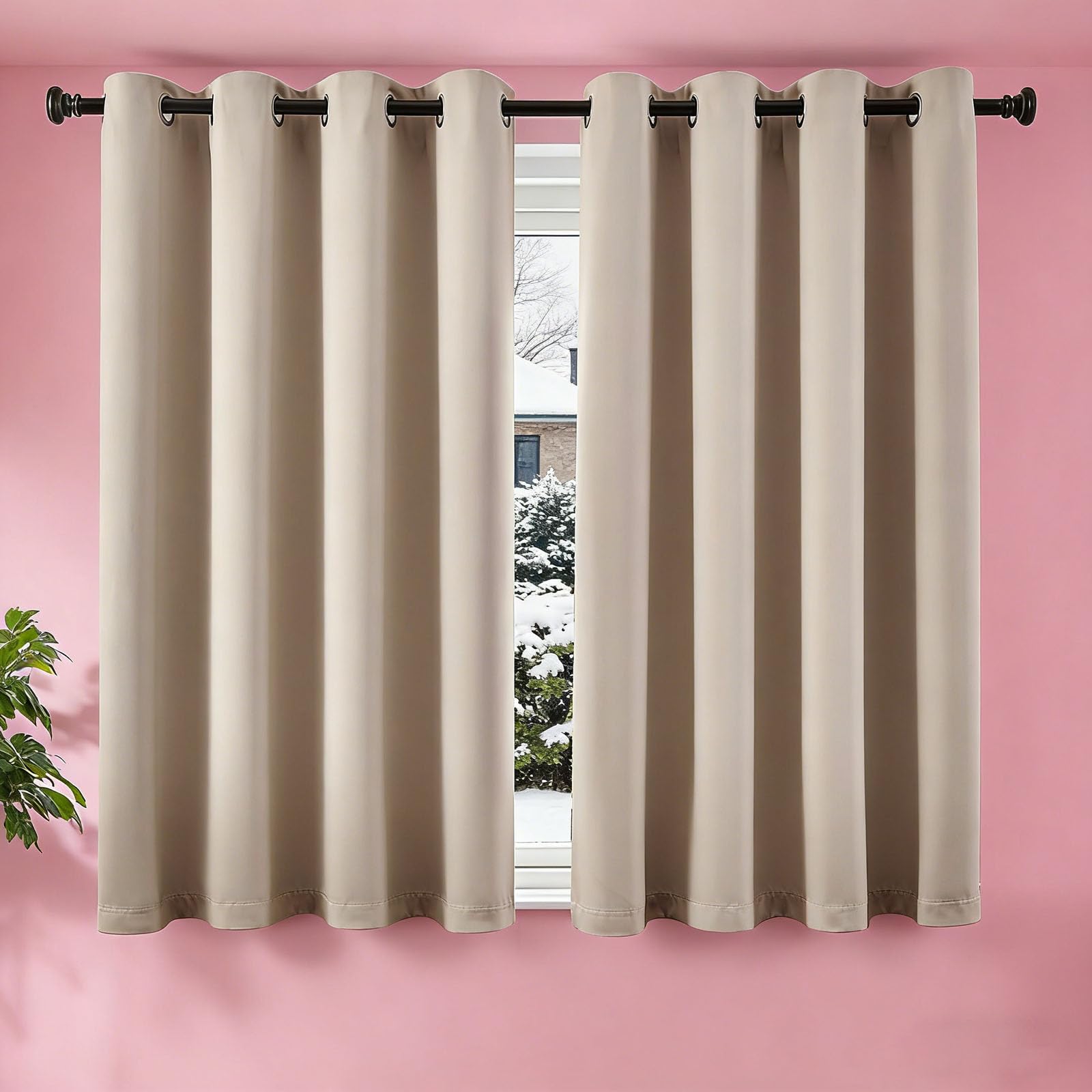 Rideau occultant thermique pour dressing et salon beige 140 x 140