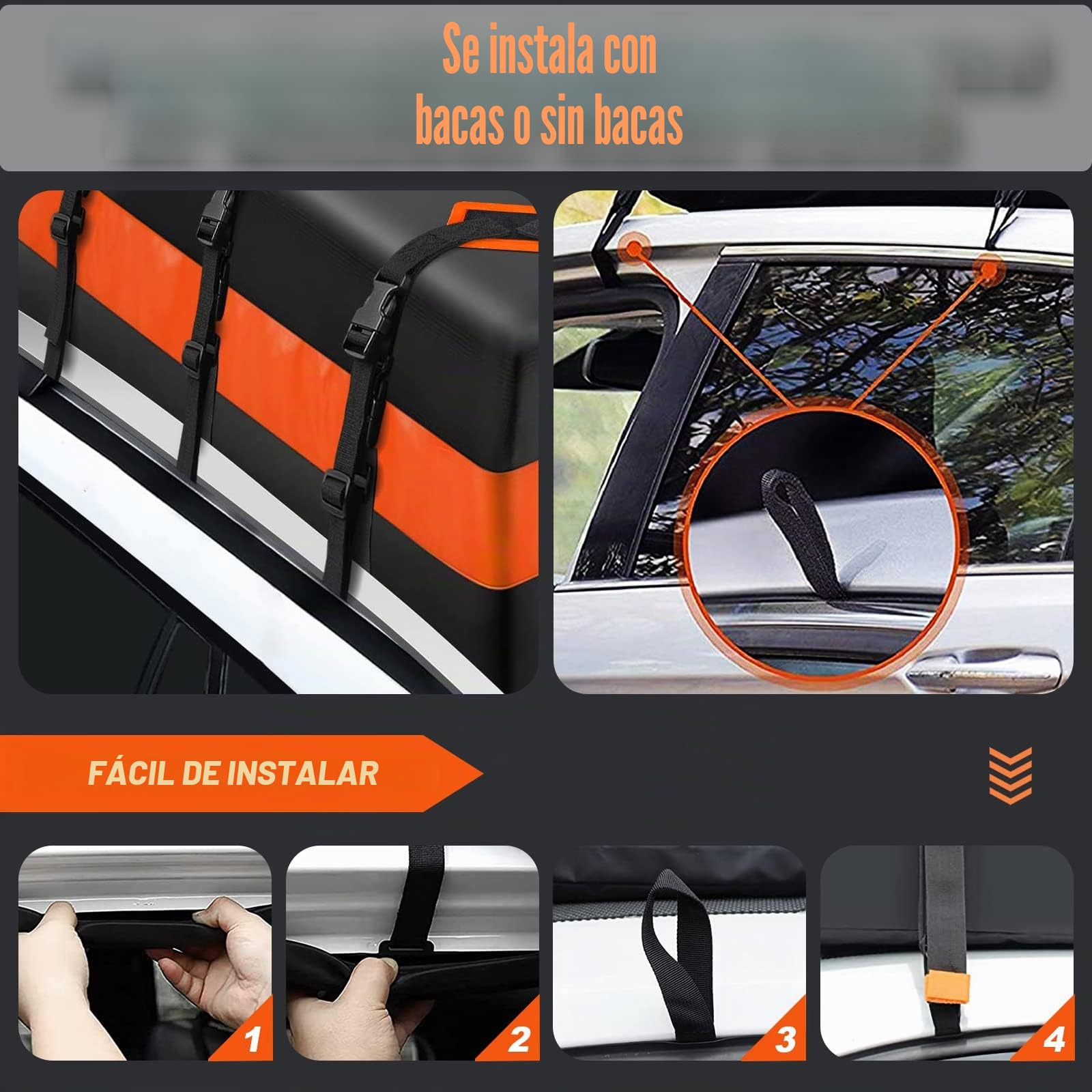 Cofre De Techo para Coche Plegable 585L, Impermeable, Bolsa De Techo 840d, Cofre De Techo Portátil, Caja De Equipaje, para Vehículos con/Sin Portaequipajes, Transporte De Equipaje