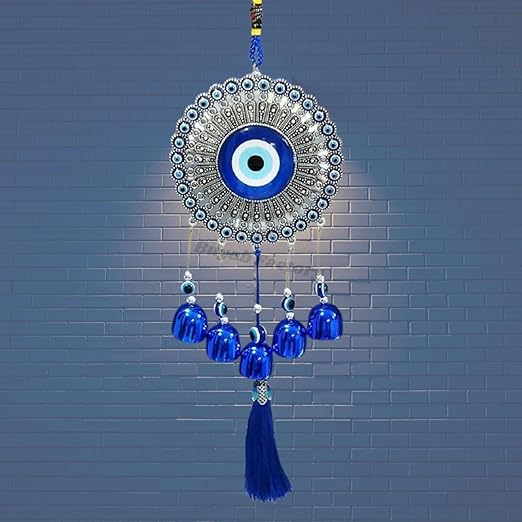 Buyab Factory® 5 Bells Evil Eye Wind Chime Charm for Good Luck Positive