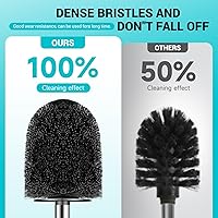 Vista 3 de Escobilla de inodoro, tamaño compacto, con mango de acero inoxidable, soporte de plástico de tamaño pequeño fácil de ocultar, ahorro de espacio