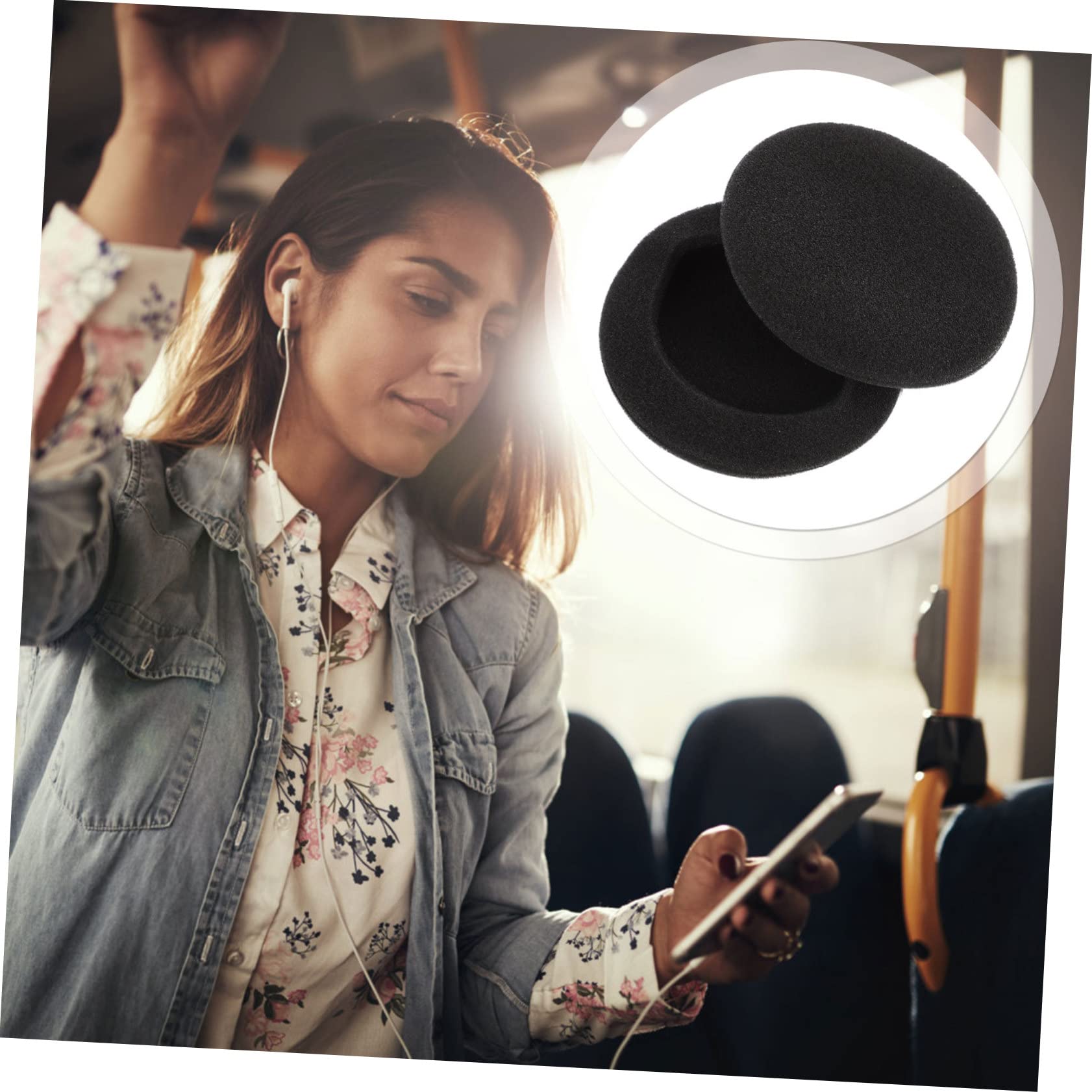 DOITOOL 80 Piezas Fundas Repuesto para Auriculares Piezas Reparación Almohadillas Oreja Cubierta del Cojín del Oído Reemplazar Cuero Repuesto Memoria
