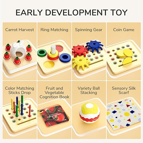 Miniatura 2 de TOP BRIGHT Juguete Montessori para niños pequeños de 1 año, juguete de cubo de actividades 8 en 1, regalo de primer cumpleaños, juguete sensorial,
