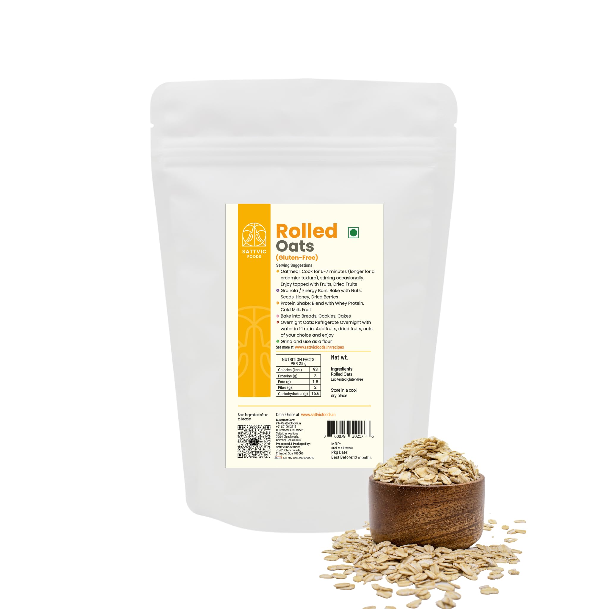 Sattvic Foods Jumbo Rolled Oats (1.5 kg) | Gluten-free, Large Old Fashioned Rolled Oat Flakes | High in Fibre and Protein | Make Oatmeal, Overnight Oats, Muesli, Granola bars, Use in Baking-image-12