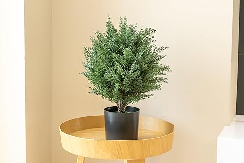 Miniatura 3 de FUBODUN Árboles de bolas topiarios de cedro artificial de 17 pulgadas - Plantas de porche delantero - Arbusto falso realista